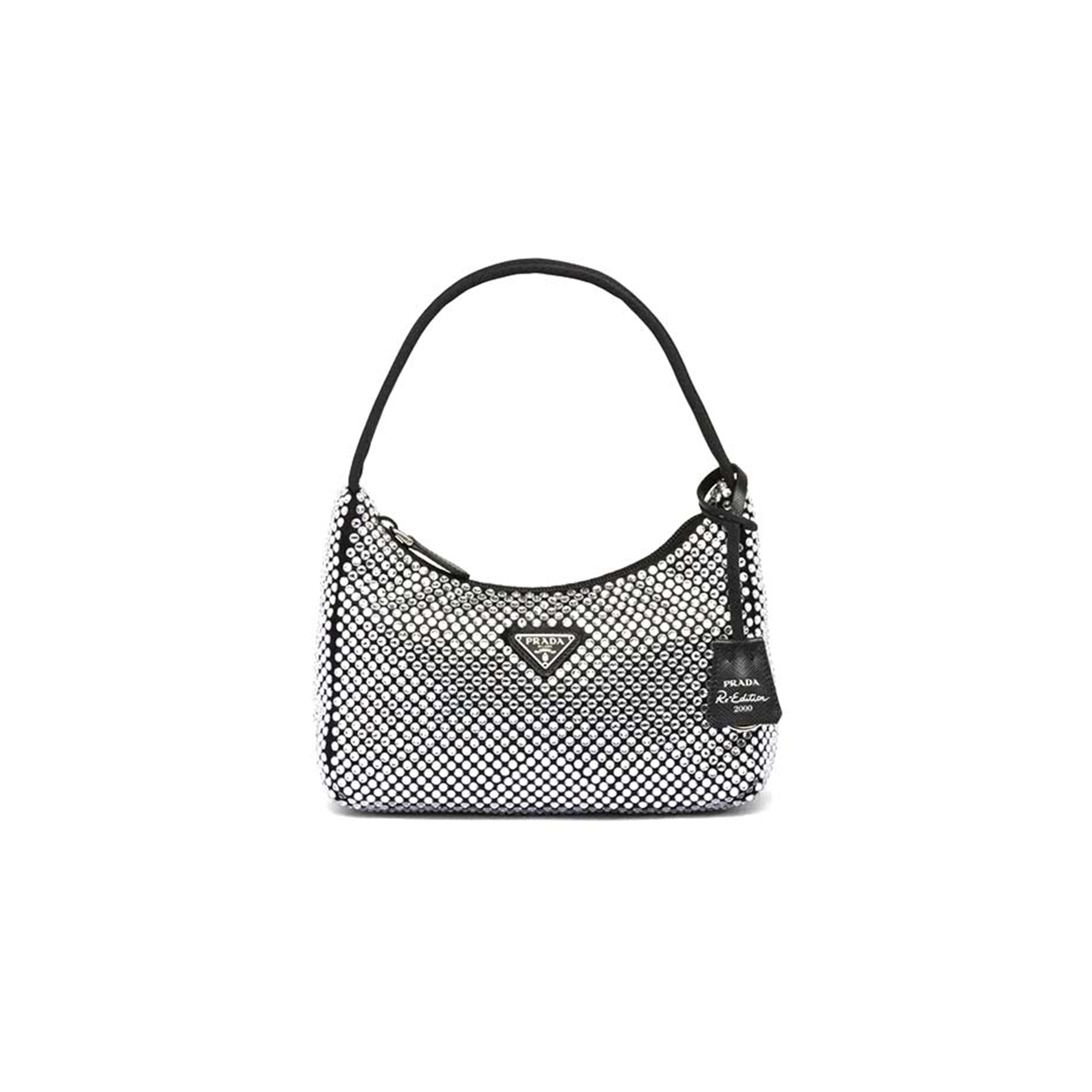 P*A*A RE-EDITION SATIN MINI BAG WITH CRYSTALS 1NE515 (22*17*6cm)